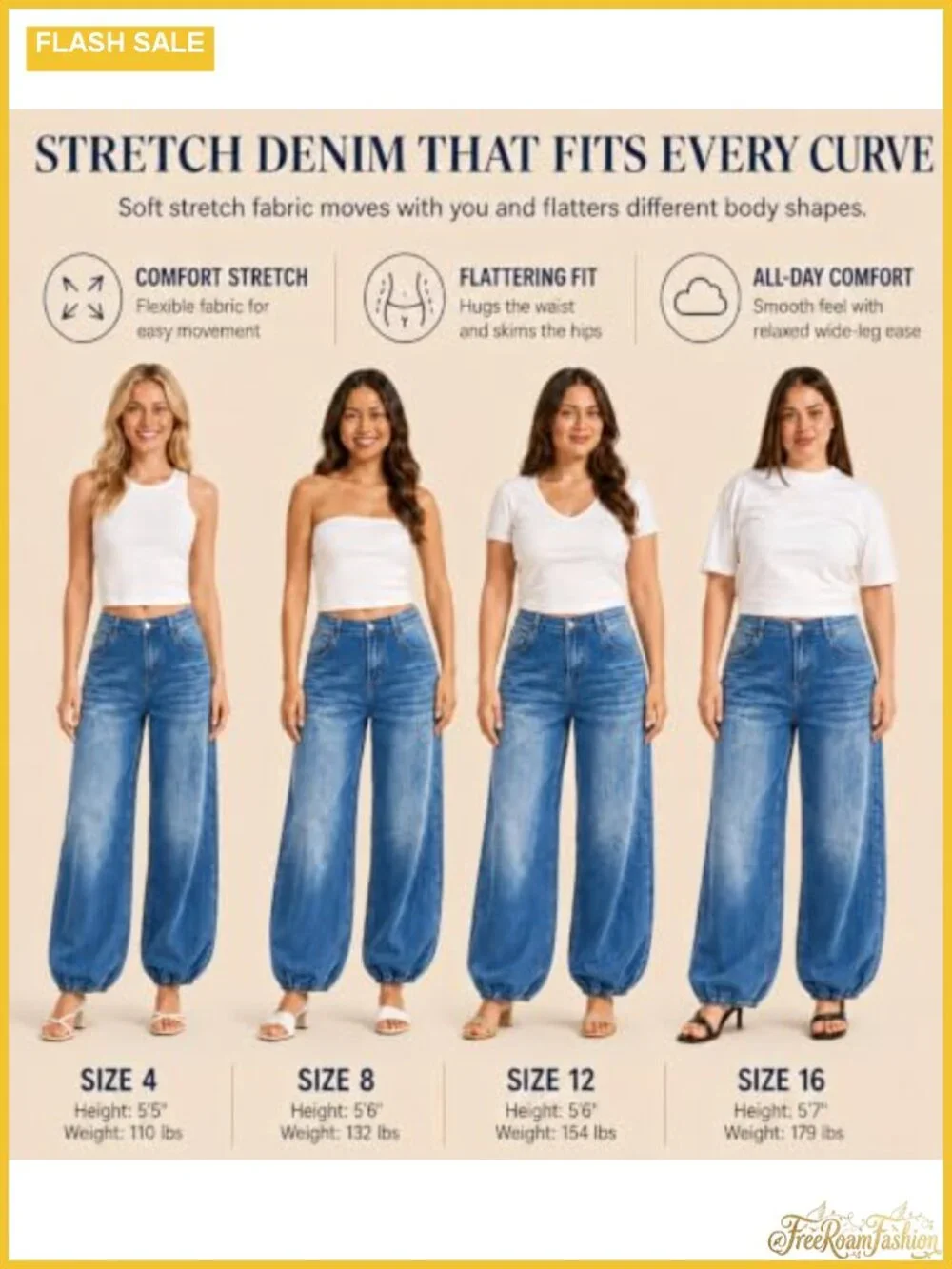 Women's Baggy Wide Leg Harem Jeans High Waisted Y2K Denim Pants